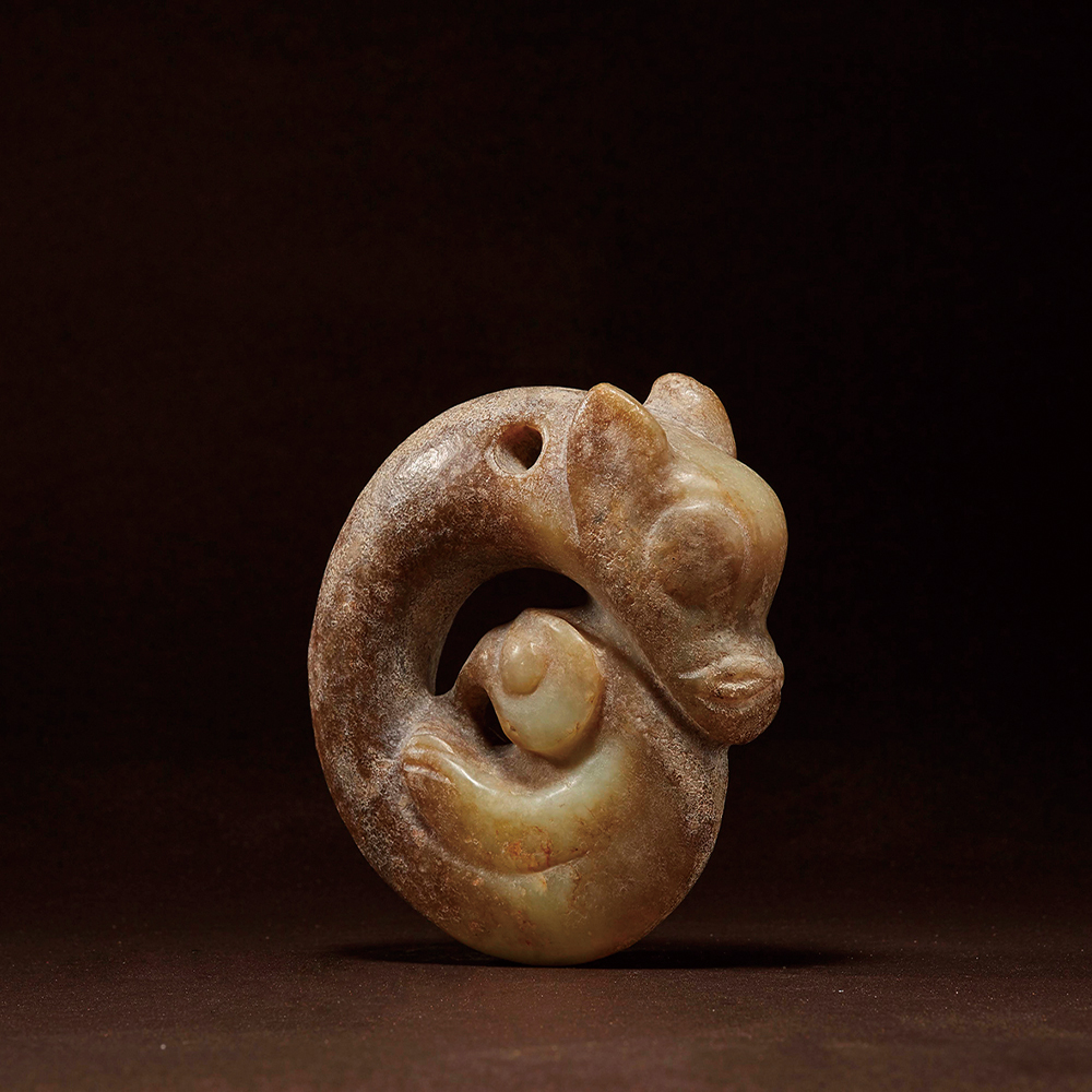 紅山文化 古い玉の龍 置物 - 美術品